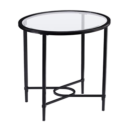 Quinton Metal & Glass Oval Side Table - Black 