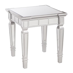 Glenview Glam Mirrored Square End Table - Matte Silver 