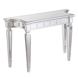 Glenview Glam Mirrored Console Table - Matte Silver 