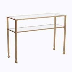 Jaymes Gold Metal and Glass Console Table 