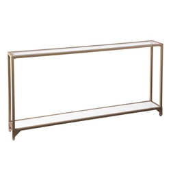 Bergen Narrow Metal Console - Gold With White Glass 