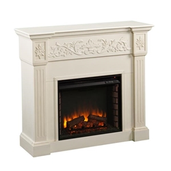 Calvert Carved Electric Fireplace - Ivory 