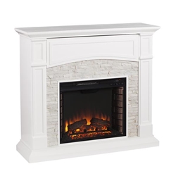 Seneca Electric Media Fireplace - White With White Faux Stone 