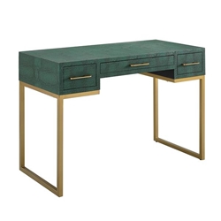 Carabelle Emerald and Gold Writing Desk With Drawers 