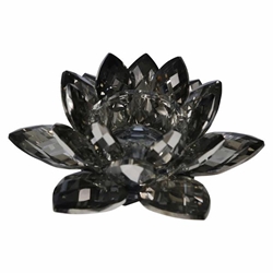 Black Crystal Lotus Votive Holder 8.25" 