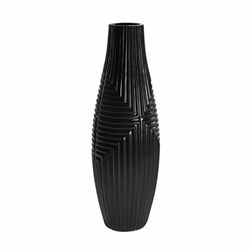 Black Striped Texture Vase 21.75" 
