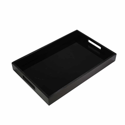 Black Wood & Glass Tray 