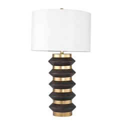 Brass Stacked Circles Table Lamp With USB Port 31"H - Gold and Brown 