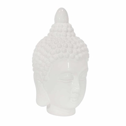Ceramic 10" Buddha Head - White 