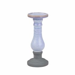 Ceramic 11" Candle Holder - Blue Stripe 