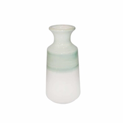 Ceramic 12.25" Vase - Green & White 