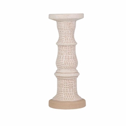 Ceramic 13" Candle Holder - White & Brown 