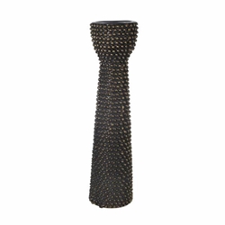 Ceramic 16" Bead Candle HolderBlack and Gold 