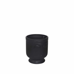 Ceramic 6" Face Vase WithBase - Black 
