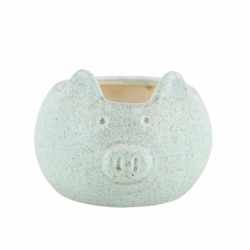 Ceramic Pig Planter- 6.75" Green 
