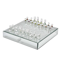 Crystal & Mirrored Chess Set-Silver 