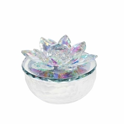 Crystal Lotus 5" Trinket Jar-Rainbow 