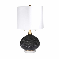 Cut Glass Round Table Lamp Withtwin Pull 27"H- Black 