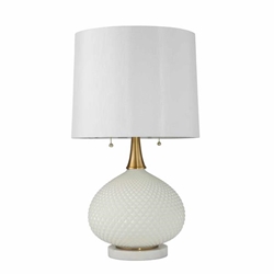 Cut Glass Round Table Lamp Withtwin Pull 27"H- White 