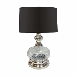 Glass & Stainless Steel 28" Table Lamp - Smoke 