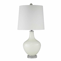 Glass Teardrop Table Lamp 28"  White 