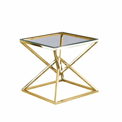 Glass Top Side Table 21.75"- Gold 