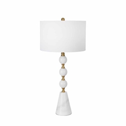 Marble 35" 3 Ball Cone Base Table Lamp - Whte 