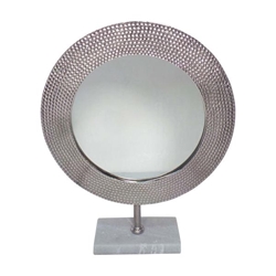 Metal 21" Hammered Mirror On Stand - Silver 