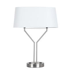 Metal 26.75" Table Lamp With Usb- Outlet- Silver 
