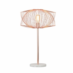 Metal 28" Table Lamp Withcage Shade- Rose Gold 