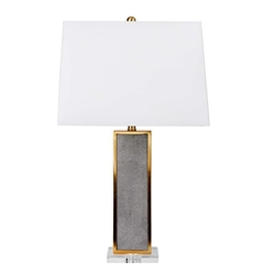 Metal 29" Table Lamp On Crystal Base - Gray 