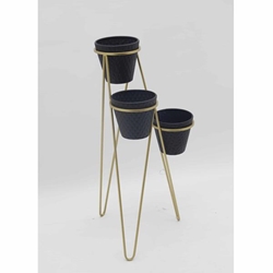 Metal 31" 3-Tier Planter- Black and Gold 