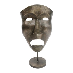 Metal 31"H Theater Mask On Stand - Bronze 