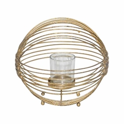 Metal 9" Sphere Tea Light Candle Holder - Gold 