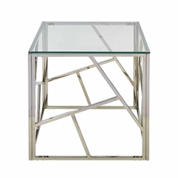 Modern Silver & Glass Accent Table 