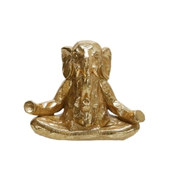 Polyresin 8" Meditating Elephant- Gold 