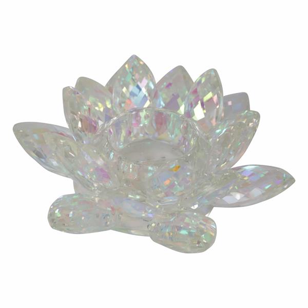Rainbow Crystal Lotus Votive Holder 6" 