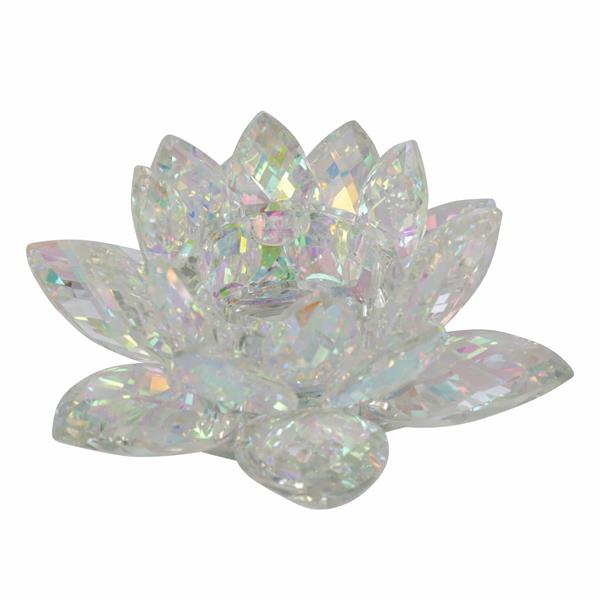 Rainbow Crystal Lotus Votive Holder 8.25" 