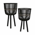 Set of 2 28 & 22"H Bamboo Planters- Black