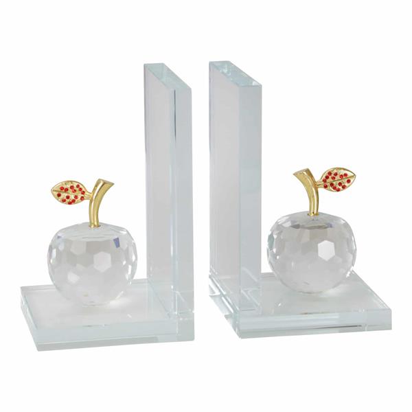 Set of 2 Crystal Apple Booken- Clear 