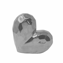 Silver Ceramic Heart 7.75" 
