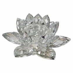 Silver Crystal Lotus Candle Holder 8.25" 