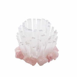 White & Pink Selenite Candle Holder 