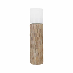 Wood 41" Mosaic Candle Holder - Brown 