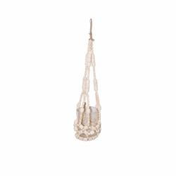 Wood Bead Hanging Candle Holder - Ivory Style B 