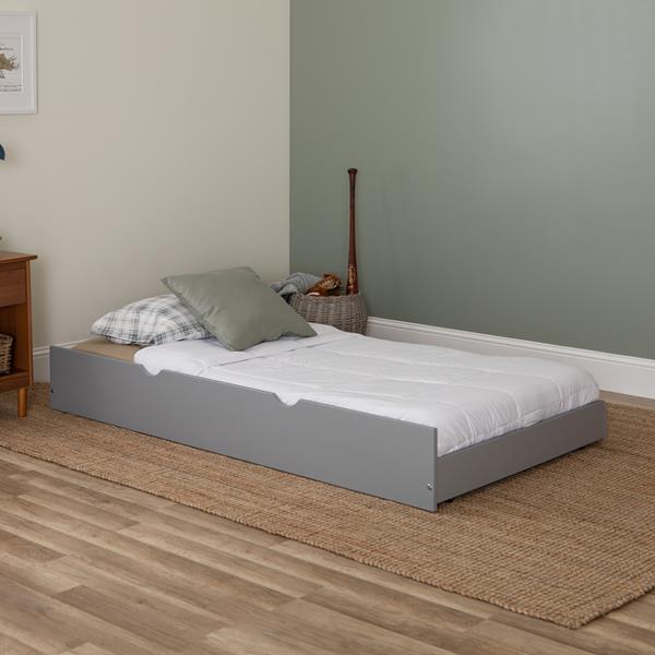 Solid Wood Twin Trundle Bed - Grey 