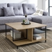 30" Metal and Wood Square Coffee table - English Oak - WEF1026