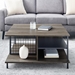 30" Metal and Wood Square Coffee Table - Grey Wash - WEF1027