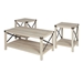 3-Piece Rustic Wood & Metal Accent Table Set - White Oak - WEF1081