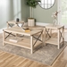 3-Piece Rustic Wood & Metal Accent Table Set - White Oak - WEF1081